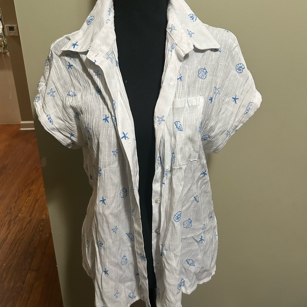 white short sleeve cardigan